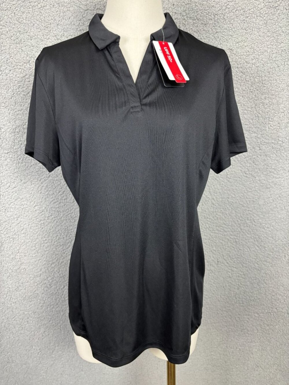 Baleaf Women's Black Short Sleeve Polo Shirt UPF 50+ Quick-Dry Size Large NWT's